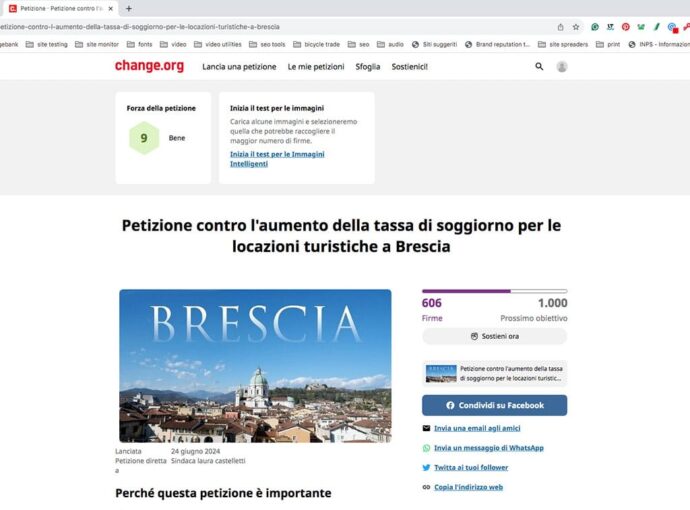 Petizione contro l'aumento della tassa di soggiorno per le locazioni turistiche a Bresca